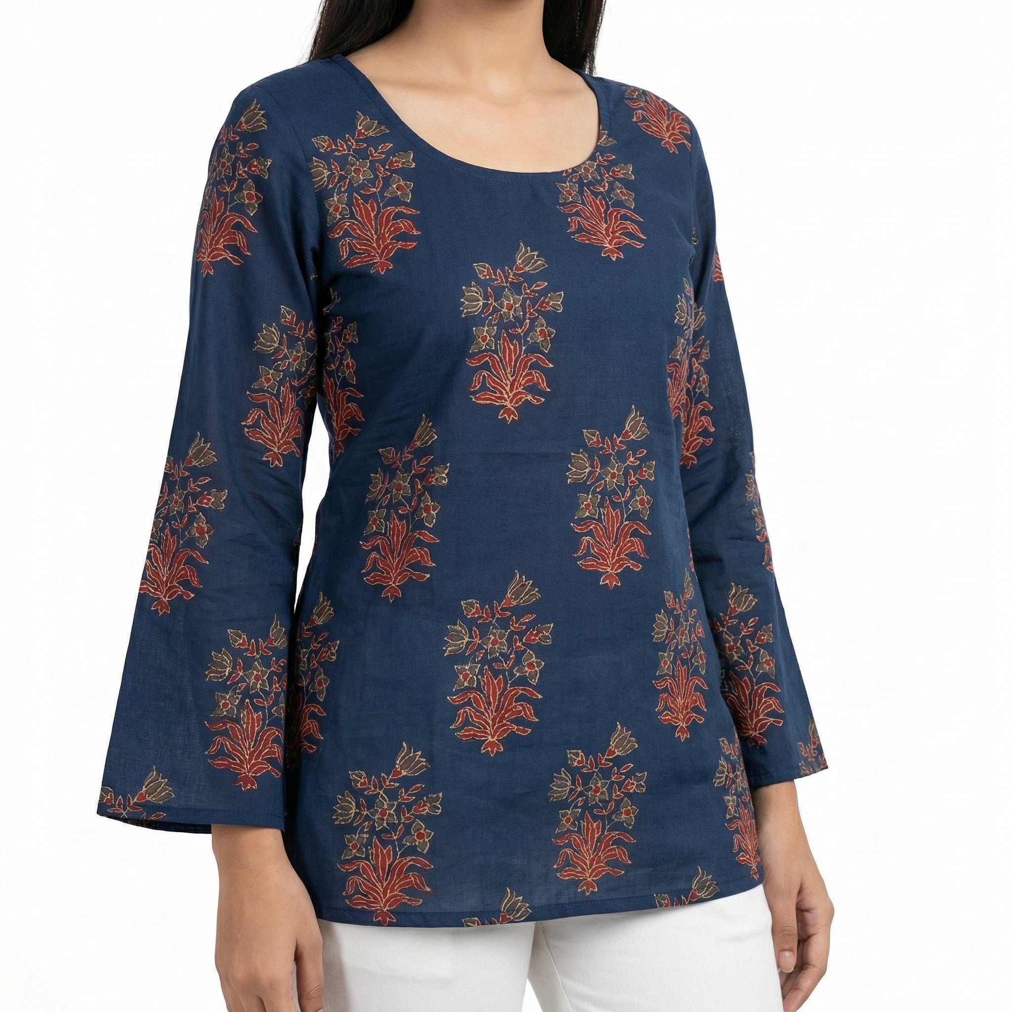 Anani Indigo Grace Lace-Up Kurti Straight Fit
