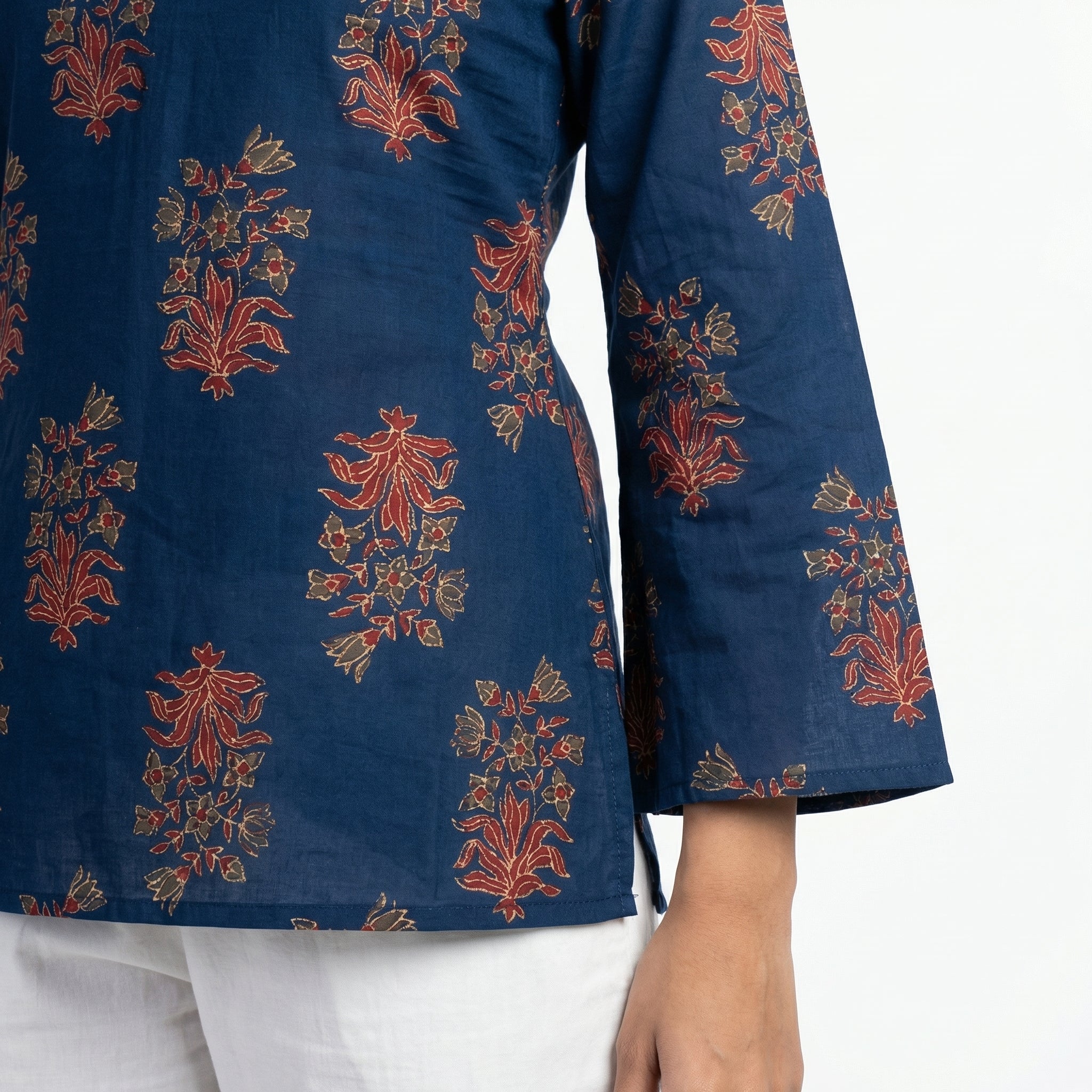 Anani Indigo Grace Lace-Up Kurti Straight Fit