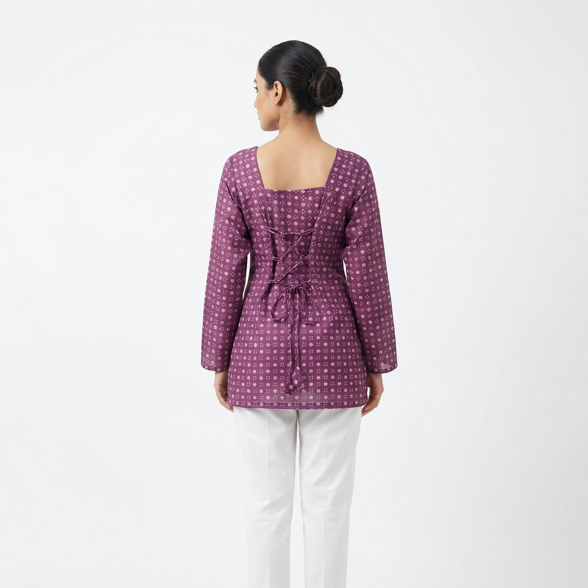 Anani Plum Grace Lace-Up Kurti Straight Fit