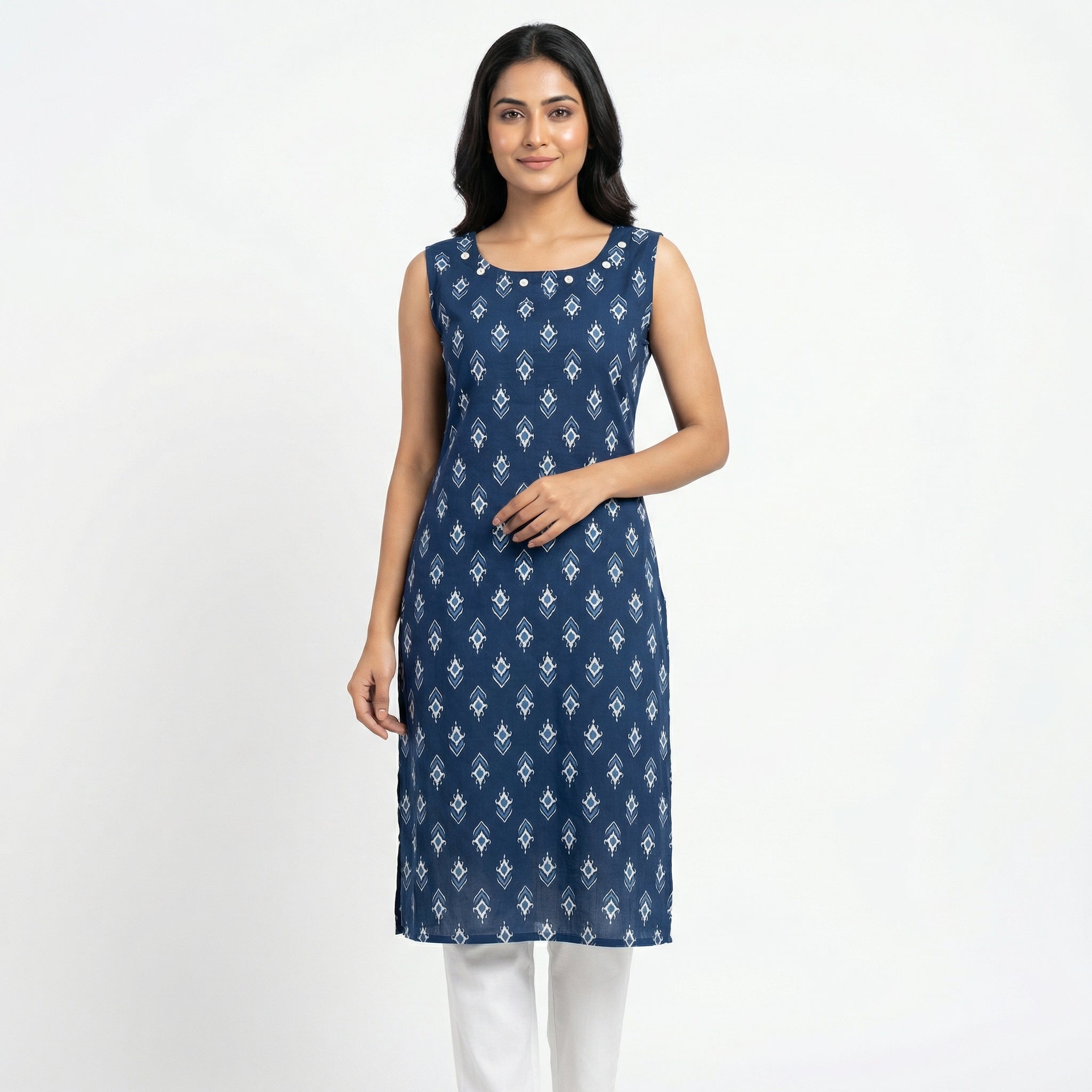 Anani Floral Rust Long Kurti for Women