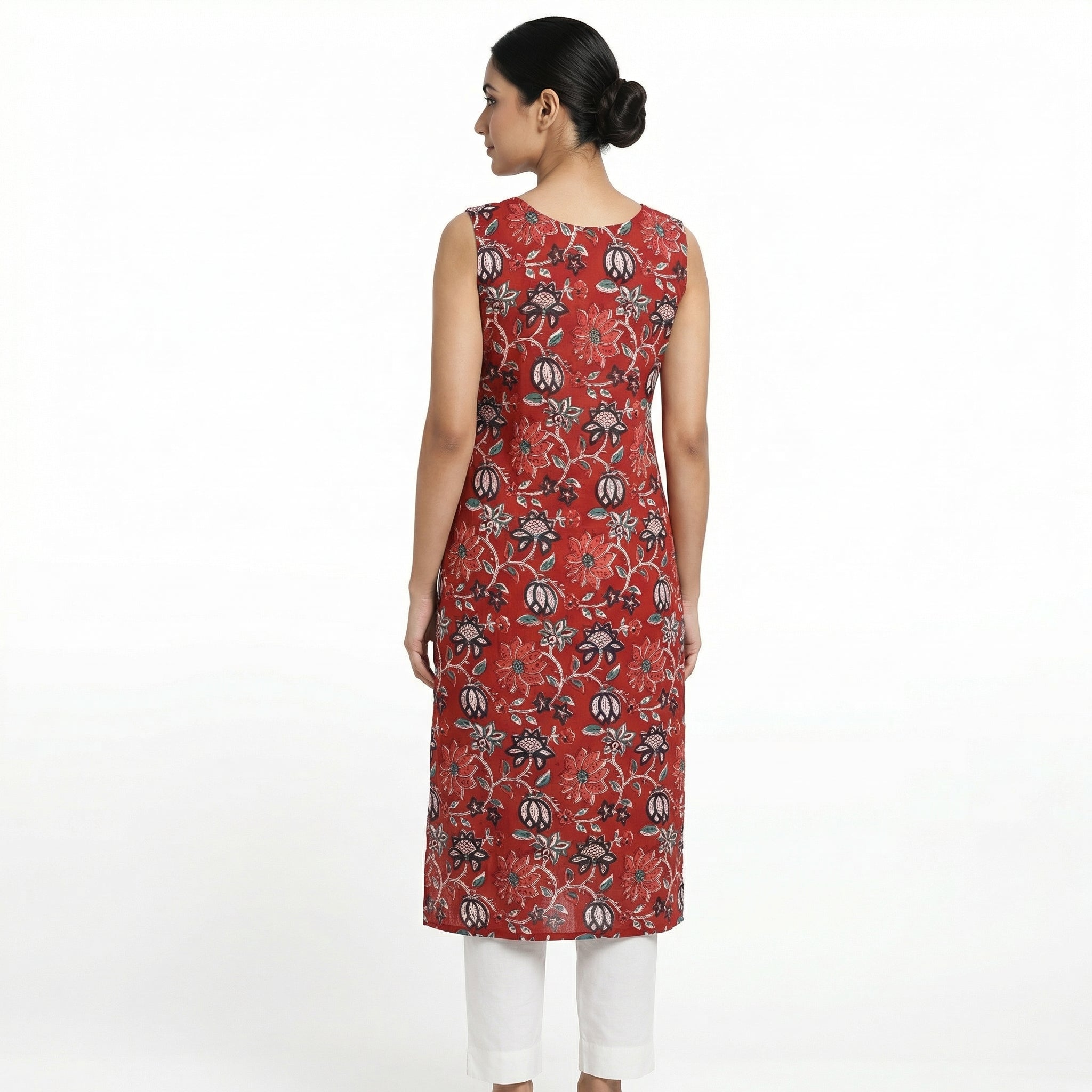 Anani Floral Rust Long Kurti for Women