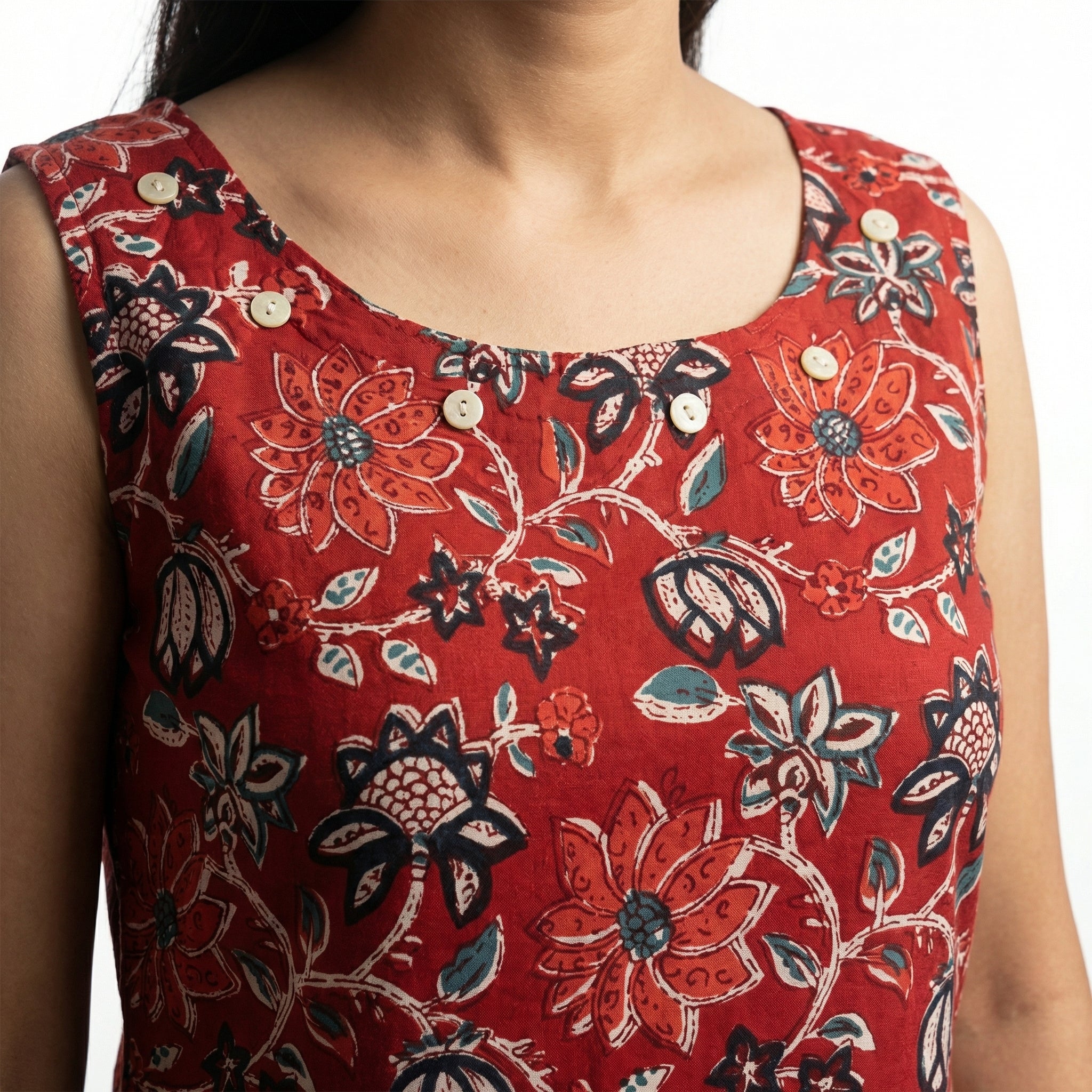 Anani Floral Rust Long Kurti for Women