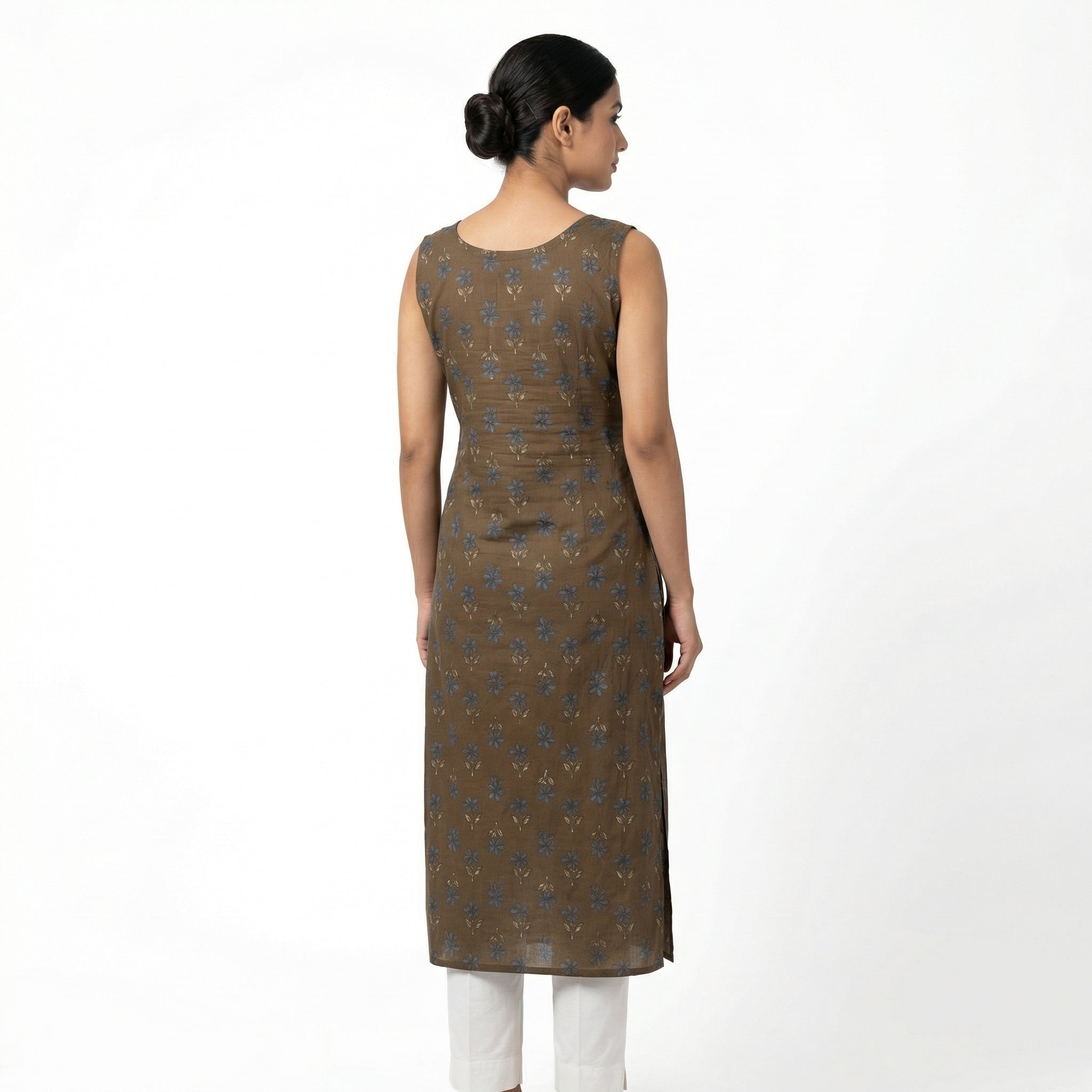 Anani Floral Rust Long Kurti for Women