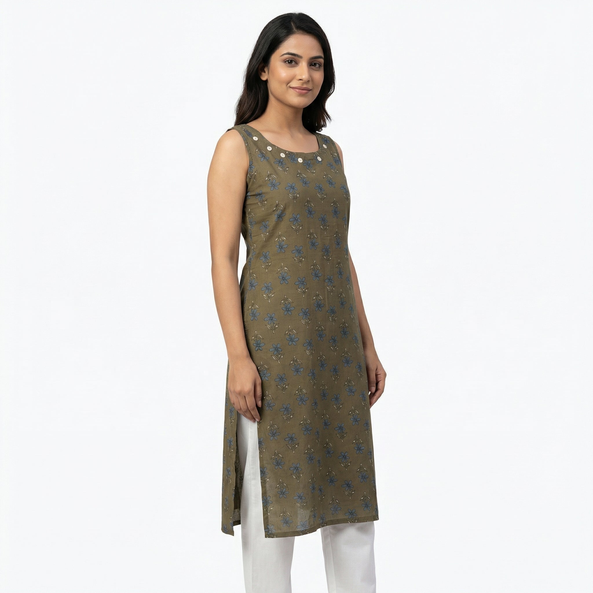 Anani Floral Rust Long Kurti for Women