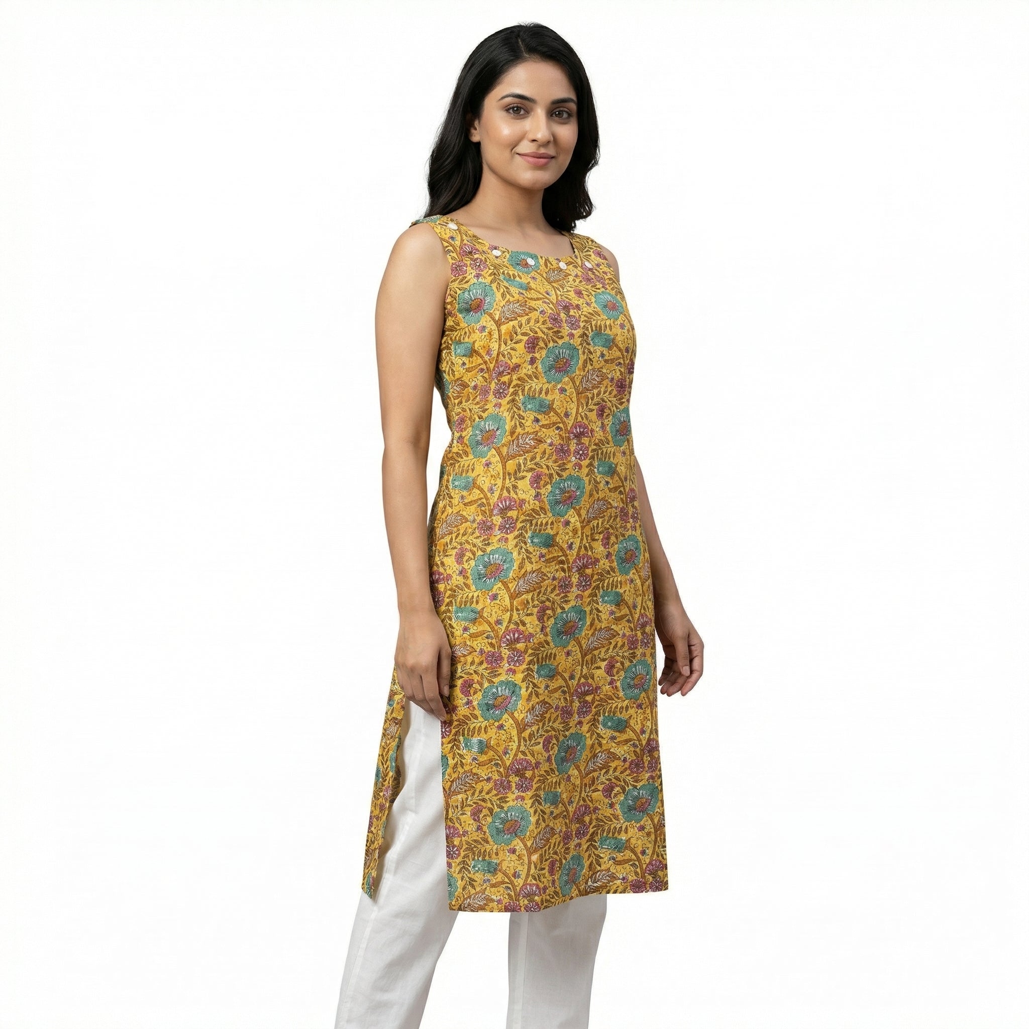 Anani Floral Rust Long Kurti for Women