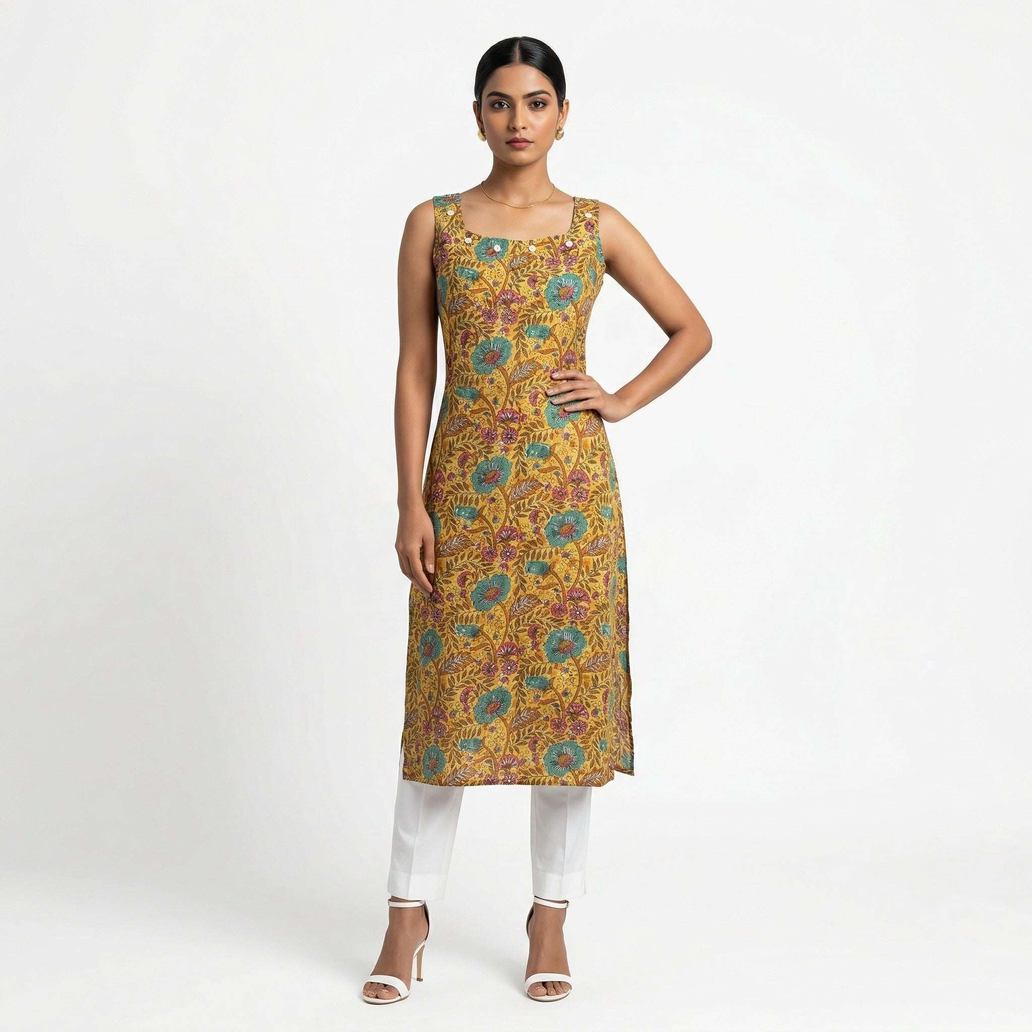 Anani Floral Rust Long Kurti for Women