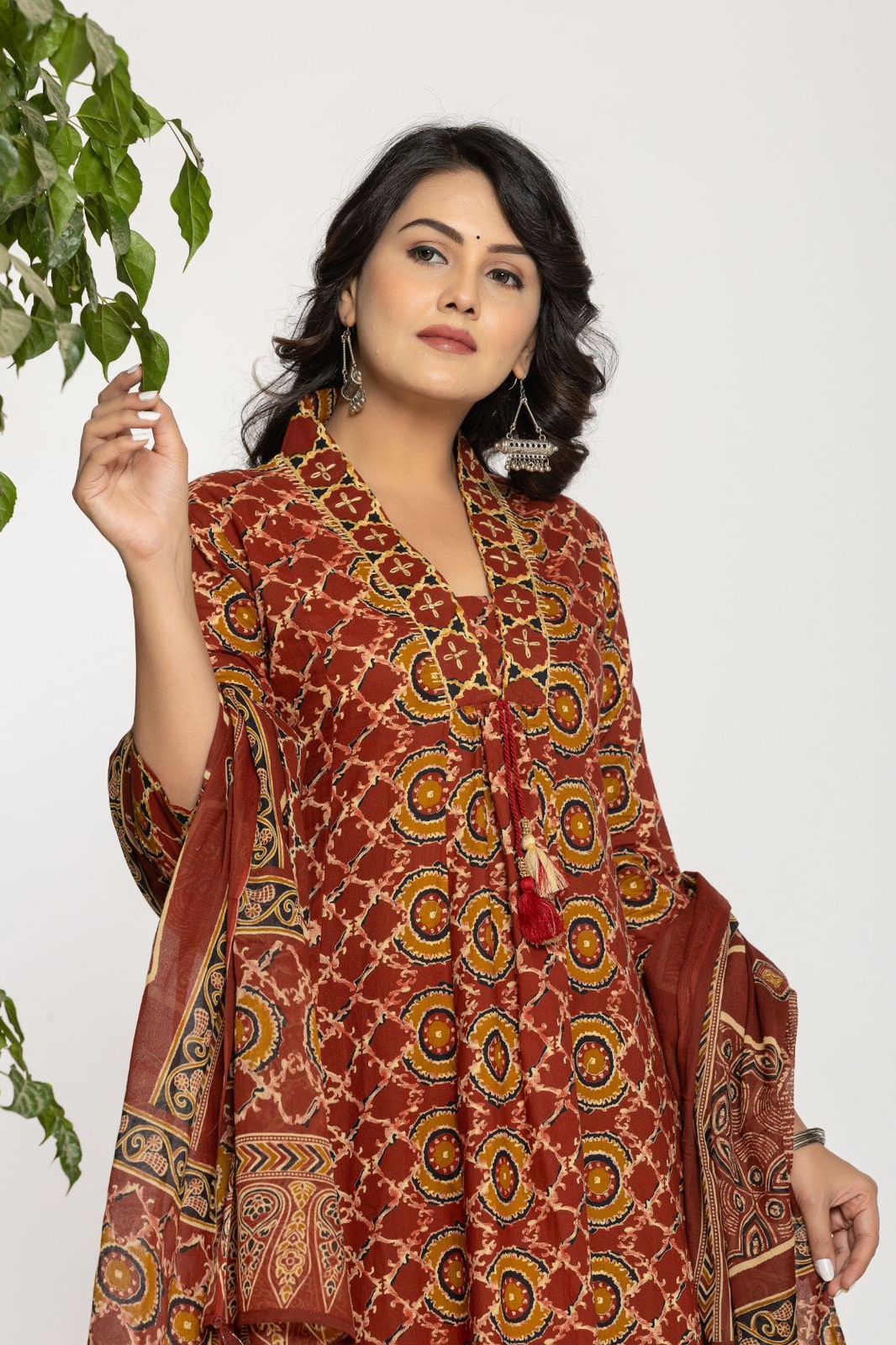 Plated Anarkali Kurta Set With Dupatta