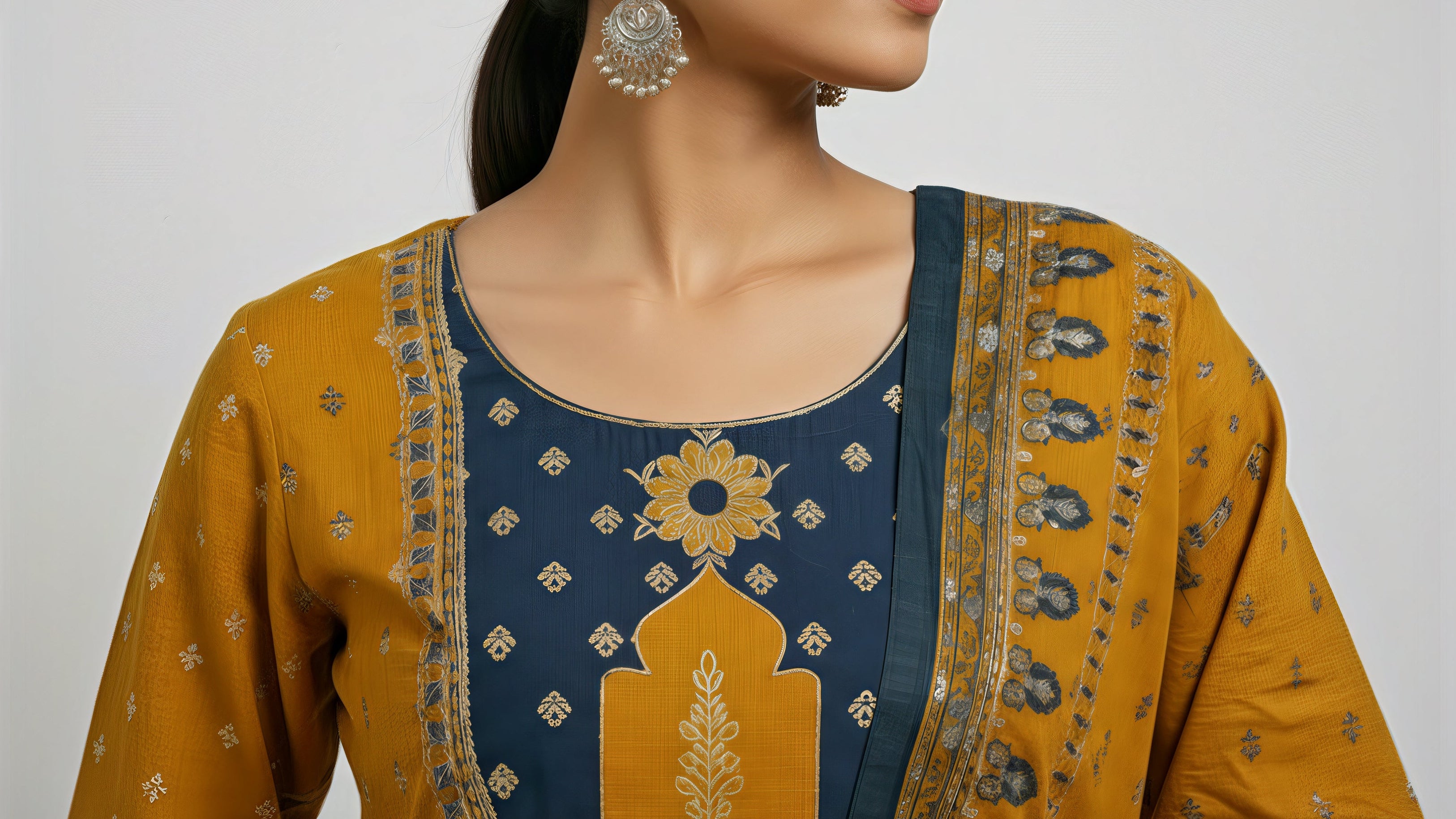 ANANI Anarkali Women’s Pure Cotton Printed Kurta Pant Set with Dupatta | Round Neck 3/4 Sleeve Kurti Set for Women | Anarkali