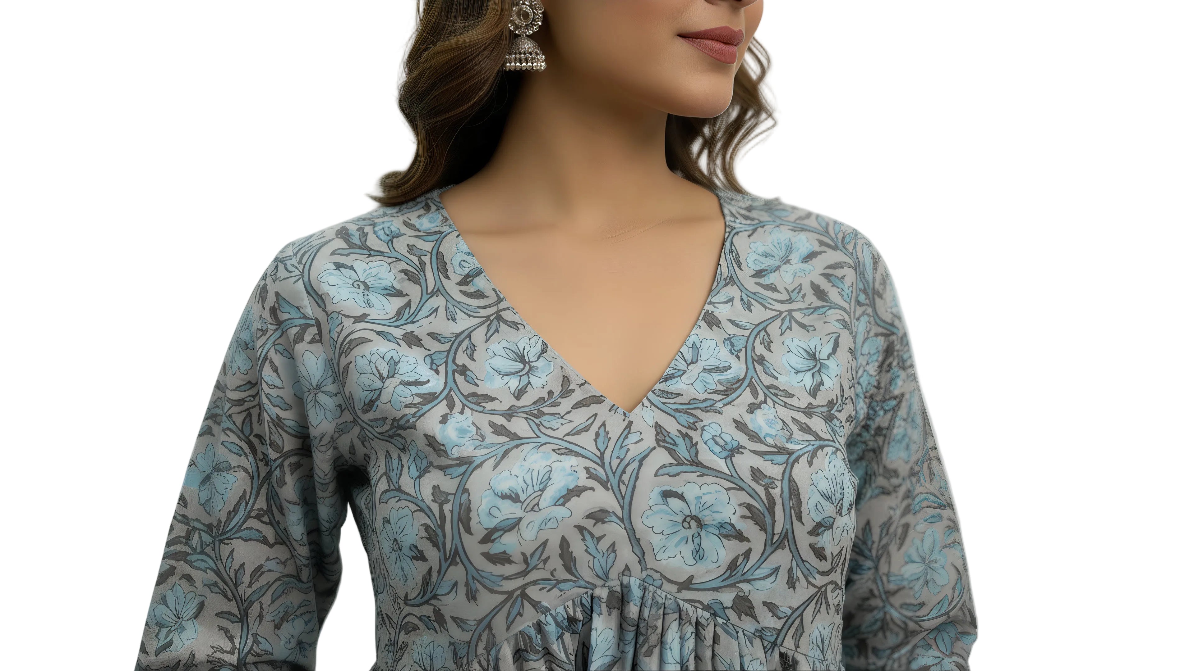 Aliya Chudidaar Grey Full Sleeves