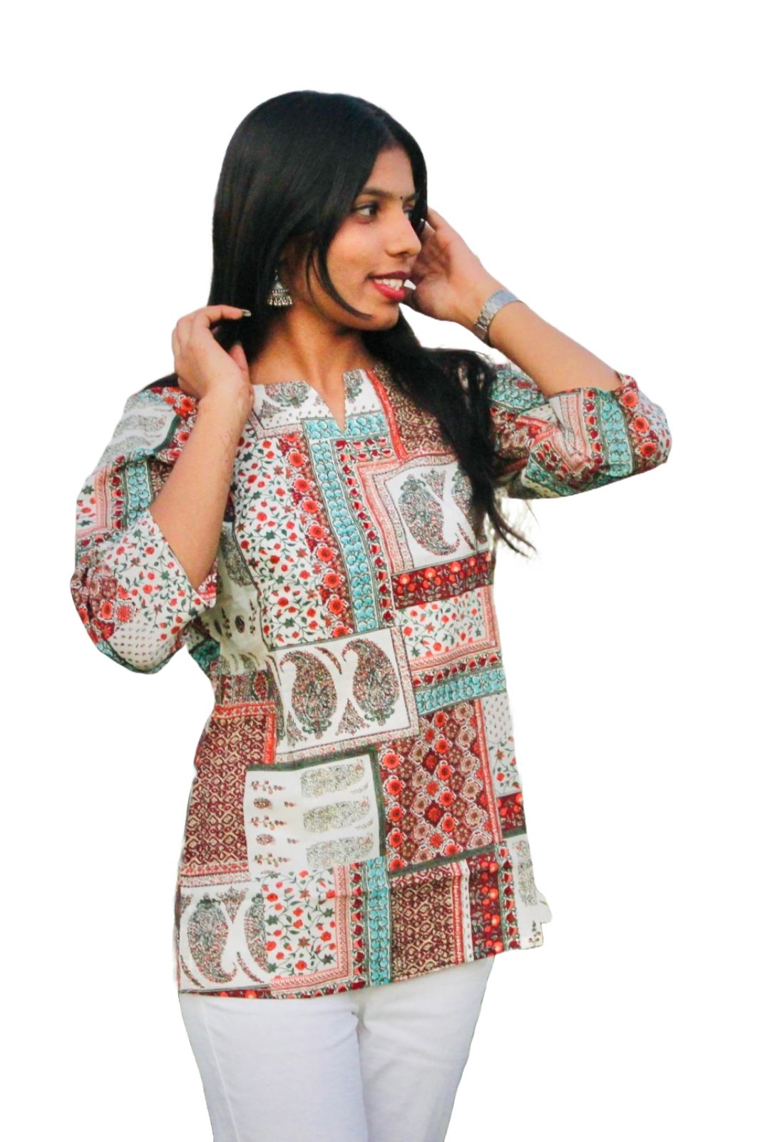 Straight Fit Multicolour Short Kurti